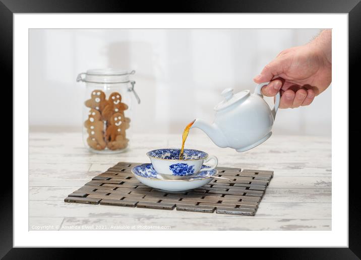 Pouring A Cup Of Tea Framed Mounted Print by Amanda Elwell