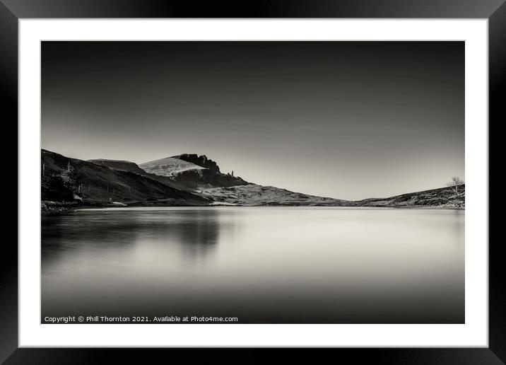 The Old Man of Storr No. 2 Monochrome. Framed Mounted Print by Phill Thornton