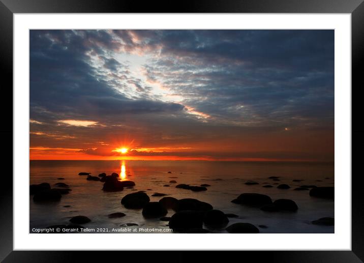 Midsummer sunset over The Wash from the beach at Hunstanton, north Norfolk, England, UK Framed Mounted Print by Geraint Tellem ARPS