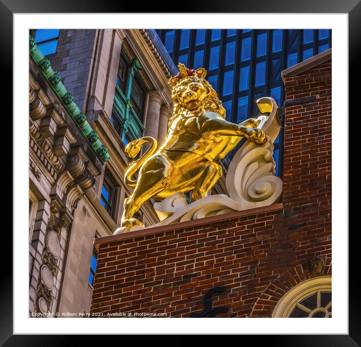 British Lion Faneuil Meeting Hall Freedom Trail Boston Massachus Framed Mounted Print by William Perry
