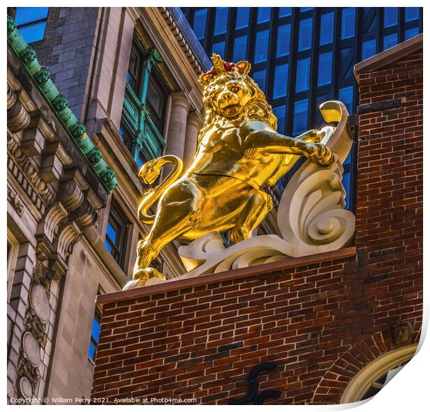 British Lion Faneuil Meeting Hall Freedom Trail Boston Massachus Print by William Perry