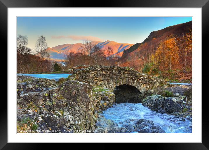 Ashness bridge looking towards Keswick and Skiddaw mountain 177  Framed Mounted Print by PHILIP CHALK
