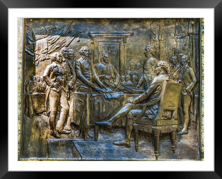 Benjamin Franklin Declaration Independence Statue Boston  Massac Framed Mounted Print by William Perry
