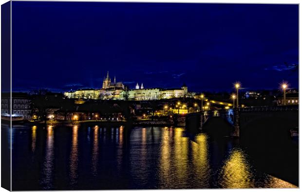 Prague Castle at night Canvas Print by Andy Wager
