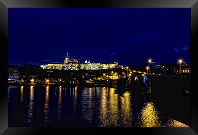 Prague Castle at night Framed Print by Andy Wager