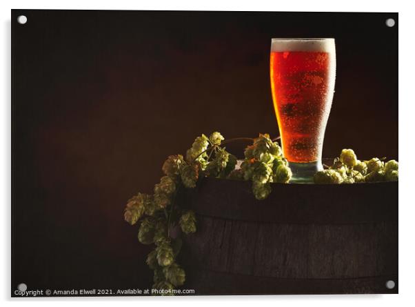 Pint Of Beer On Keg Acrylic by Amanda Elwell