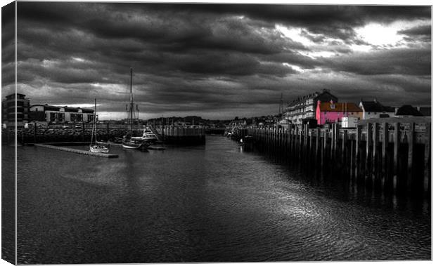 Pink house on the harbour Canvas Print by Rob Hawkins