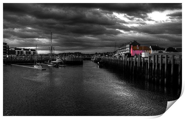 Pink house on the harbour Print by Rob Hawkins