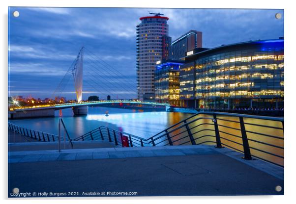 Salford Quays, Greater Manchester, England Media City Acrylic by Holly Burgess
