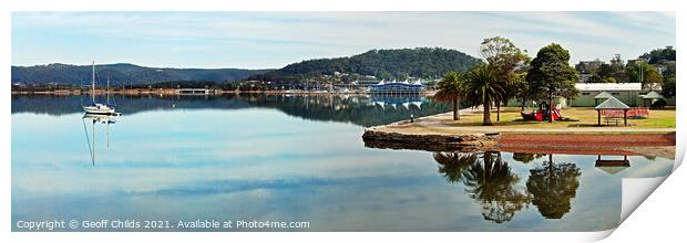 Park Reflections Waterscape Panorama, Gosford. Print by Geoff Childs