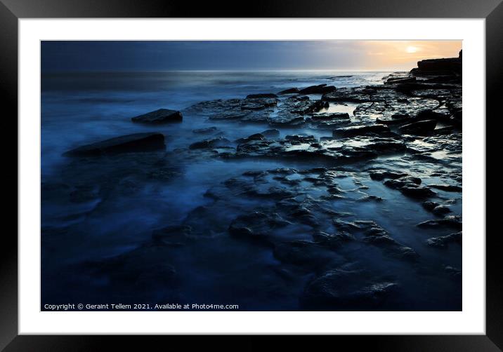 Dunraven Bay at sunset, South Wales Framed Mounted Print by Geraint Tellem ARPS