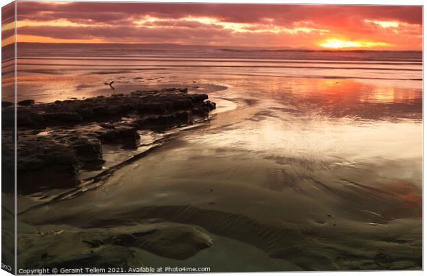 Sunset over the Bristol  Channel from Southerndown, South Wales Canvas Print by Geraint Tellem ARPS