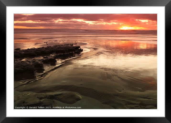 Sunset over the Bristol  Channel from Southerndown, South Wales Framed Mounted Print by Geraint Tellem ARPS