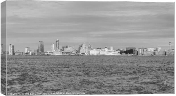 Liverpool Famous Waterfront in mono Canvas Print by Phil Longfoot