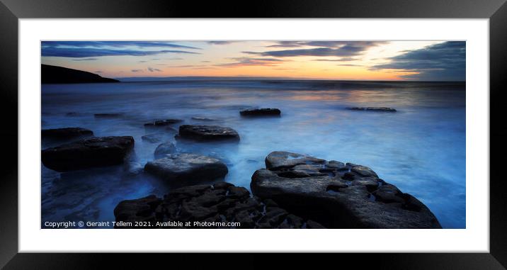 Sunset over Bristol Channel from Dunraven Bay, Southerndown, S. Wales Framed Mounted Print by Geraint Tellem ARPS