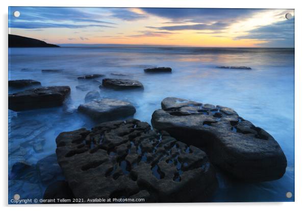 Sunset over Dunraven Bay, Southerndown, South Wales, UK Acrylic by Geraint Tellem ARPS