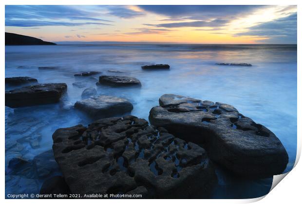 Sunset over Dunraven Bay, Southerndown, South Wales, UK Print by Geraint Tellem ARPS