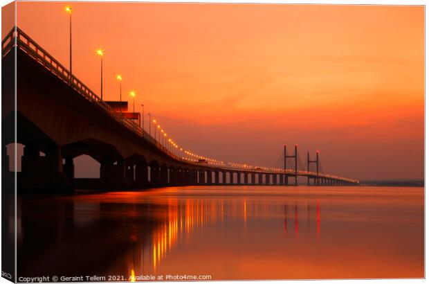 Prince of Wales Bridge and Welsh Coast from Severn Beach, South Gloucestershire, England, UK Canvas Print by Geraint Tellem ARPS