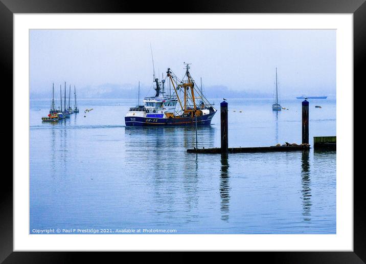Trawler in the Mist  Framed Mounted Print by Paul F Prestidge