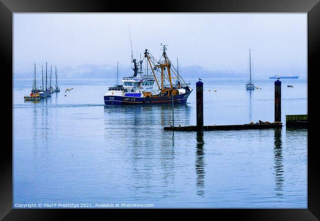 Trawler in the Mist  Framed Print by Paul F Prestidge