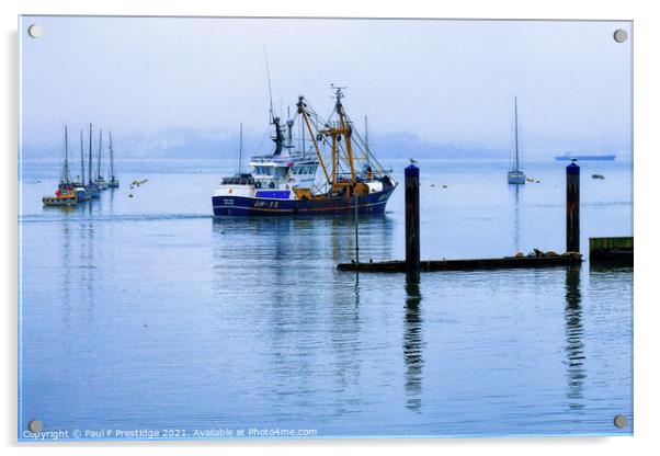 Trawler in the Mist  Acrylic by Paul F Prestidge
