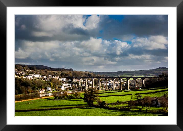 Calstock and Viaduct Framed Mounted Print by Maggie McCall