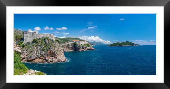Fort Lawrence and city walls of the old town of Dubrovnik in Cro Framed Mounted Print by Steve Heap