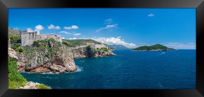 Fort Lawrence and city walls of the old town of Dubrovnik in Cro Framed Print by Steve Heap