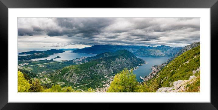 View of Bay of Kotor from Serpentine road Framed Mounted Print by Steve Heap