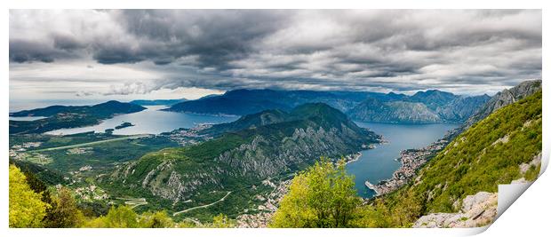View of Bay of Kotor from Serpentine road Print by Steve Heap