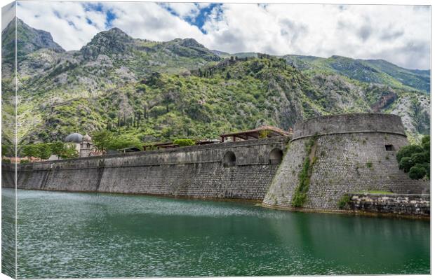 Town walls surround the Old Town of Kotor in Montenegro Canvas Print by Steve Heap