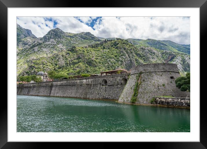 Town walls surround the Old Town of Kotor in Montenegro Framed Mounted Print by Steve Heap