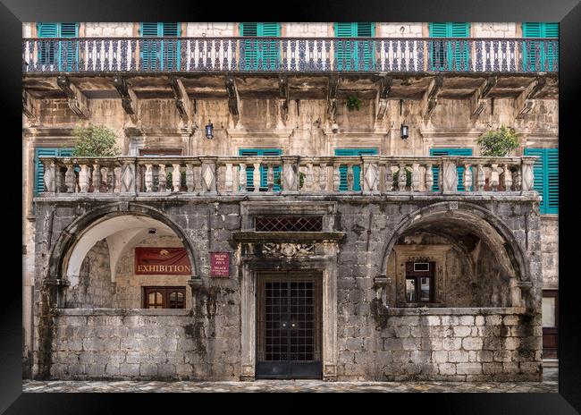 Palace of Pima Family in the Old Town of Kotor in Montenegro Framed Print by Steve Heap