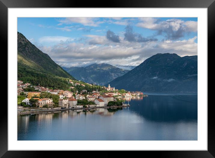 Town of Prcanj on the Bay of Kotor in Montenegro Framed Mounted Print by Steve Heap