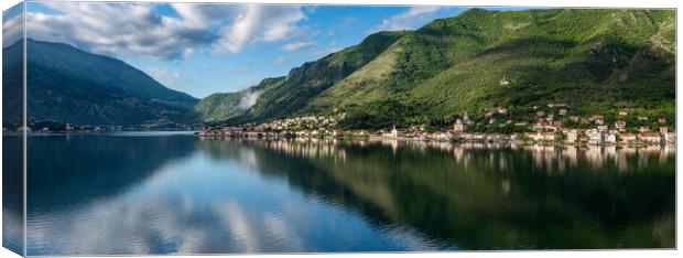 Town of Prcanj on the Bay of Kotor in Montenegro Canvas Print by Steve Heap