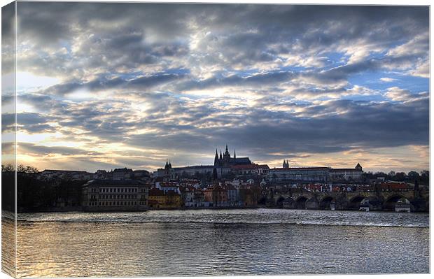 Prague Castle at dusk Canvas Print by Andy Wager