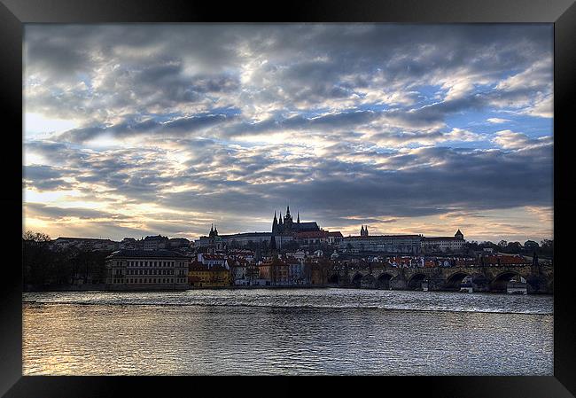 Prague Castle at dusk Framed Print by Andy Wager