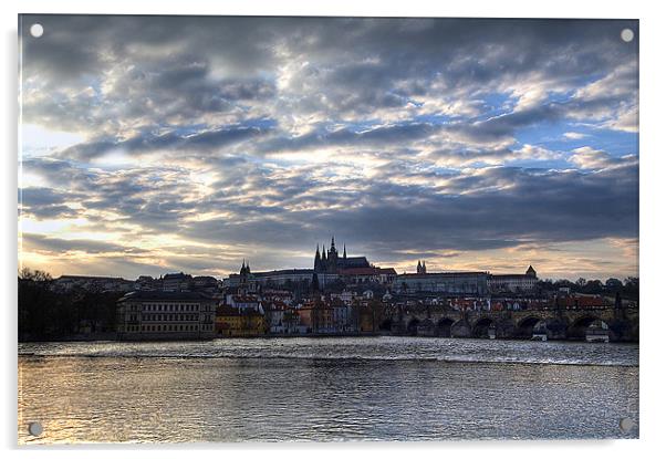 Prague Castle at dusk Acrylic by Andy Wager