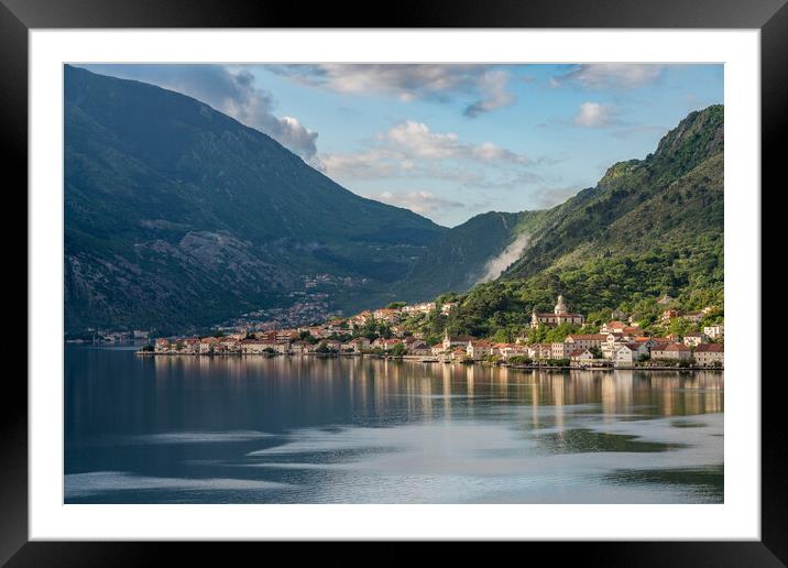 Town of Prcanj on the Bay of Kotor in Montenegro Framed Mounted Print by Steve Heap