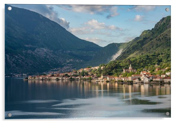 Town of Prcanj on the Bay of Kotor in Montenegro Acrylic by Steve Heap
