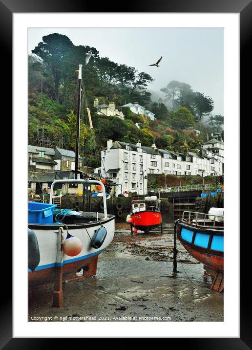 High & Dry In Polperro. Framed Mounted Print by Neil Mottershead