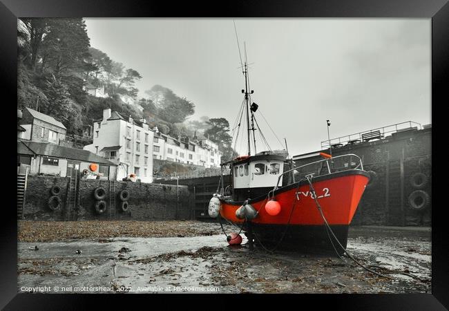 Polperro Trawler &quot;Fairwind&quot; At Low Tide. Framed Print by Neil Mottershead