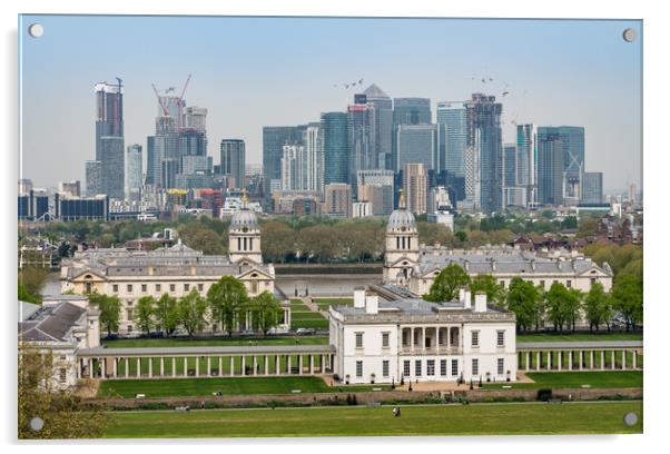 Queens House in Greenwich with Canary Wharf Acrylic by Steve Heap