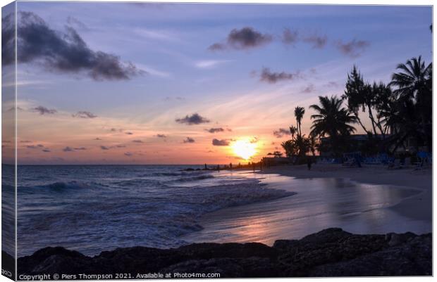 Sunset in Barbados Canvas Print by Piers Thompson