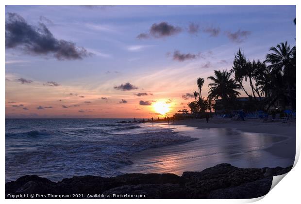 Sunset in Barbados Print by Piers Thompson
