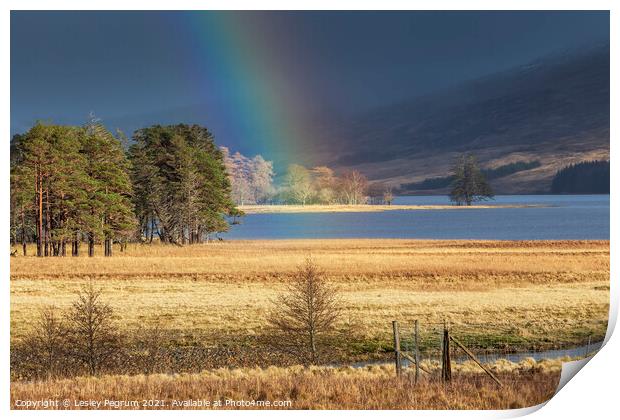 Rainbow on the Loch Print by Lesley Pegrum