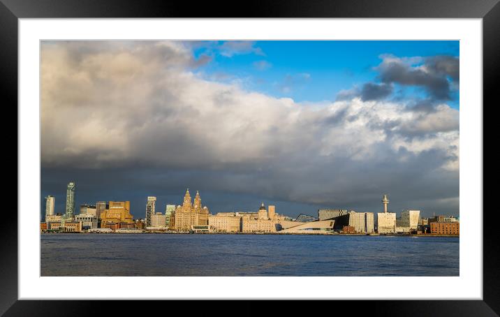 Clouds pass over the Liverpool skyline Framed Mounted Print by Jason Wells