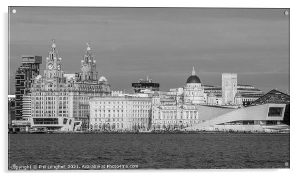 Liverpool Famous Waterfront Buildings Acrylic by Phil Longfoot