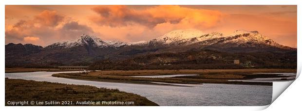 Sunset over the Moelwynion mountains. Print by Lee Sutton