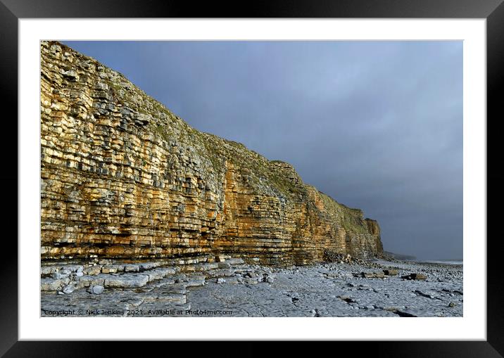 Limestone Cliffs Llantwit Major Beach South Wales Framed Mounted Print by Nick Jenkins